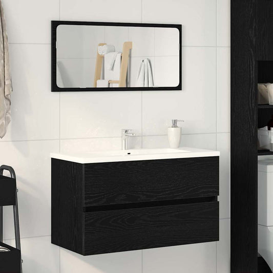 Bathroom Sink Cabinet with Drawer Black Oak 80 x 38.5 x 45 cm