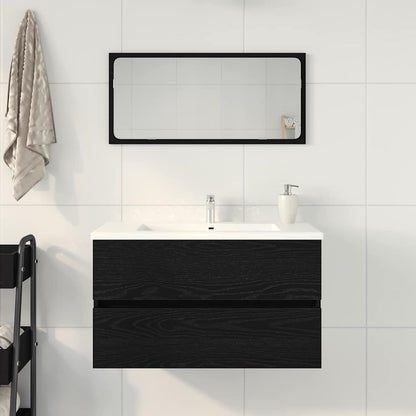 Bathroom Sink Cabinet with Drawer Black Oak 80 x 38.5 x 45 cm