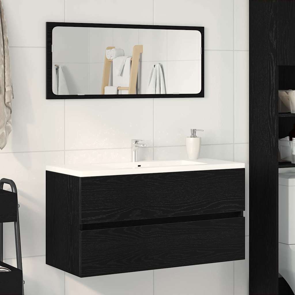 Bathroom Sink Cabinet with Drawer Black Oak 90 x 38.5 x 45 cm