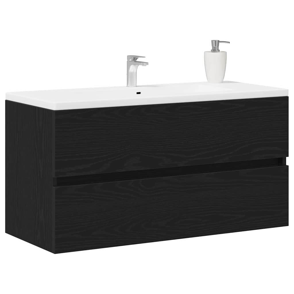 Bathroom Sink Cabinet with Drawer Black Oak 90 x 38.5 x 45 cm