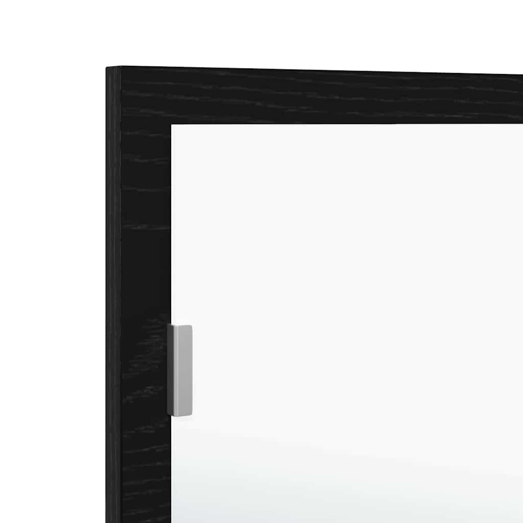 LED Bathroom Mirror Black Oak 100 x 8.5 x 37 cm Glass
