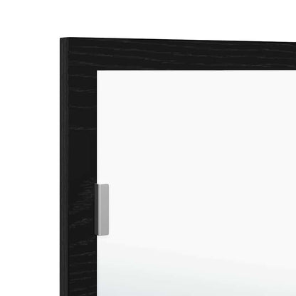 LED Bathroom Mirror Black Oak 100 x 8.5 x 37 cm Glass