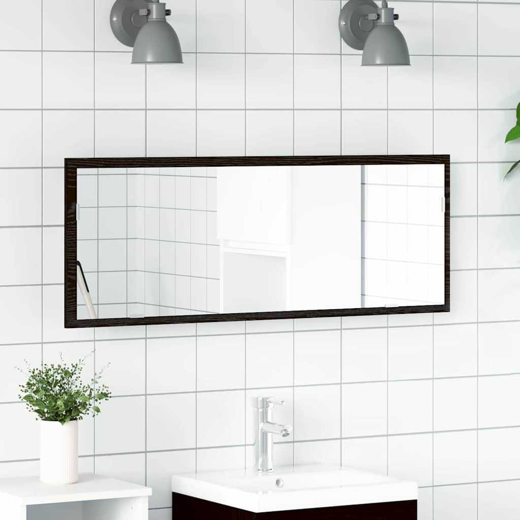 LED Bathroom Mirror Black Oak 100 x 8.5 x 37 cm Glass