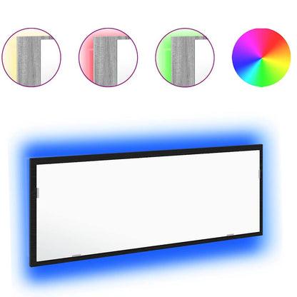 LED Bathroom Mirror Black Oak 100 x 8.5 x 37 cm Glass