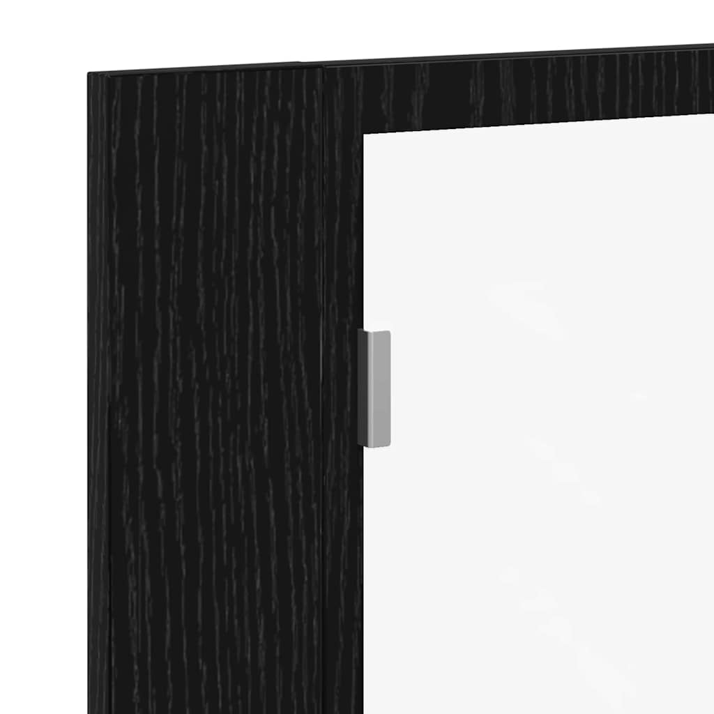 Bathroom Mirror Cabinet with Shelf Black Oak 60 x 12 x 45 cm