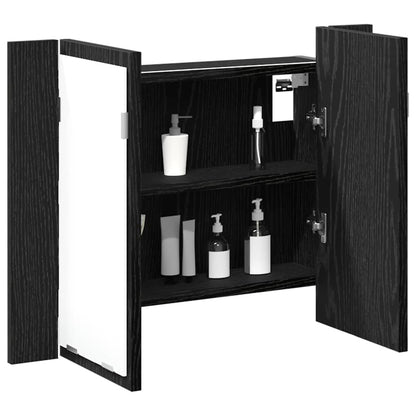 Bathroom Mirror Cabinet with Shelf Black Oak 60 x 12 x 45 cm