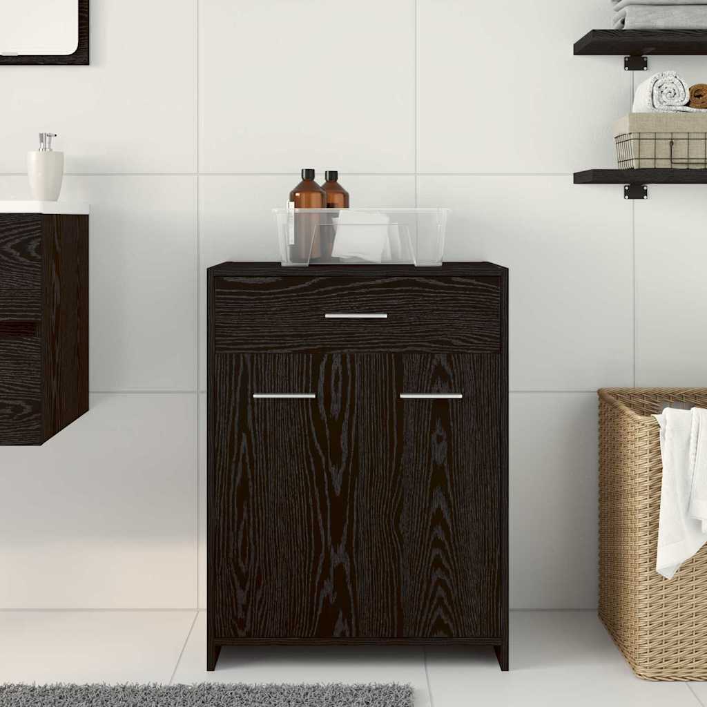 Bathroom Cabinet Black Oak 60 x 33 x 80 cm Engineered Wood