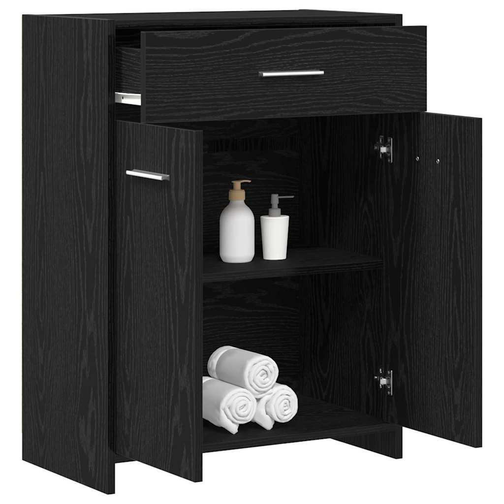 Bathroom Cabinet Black Oak 60 x 33 x 80 cm Engineered Wood