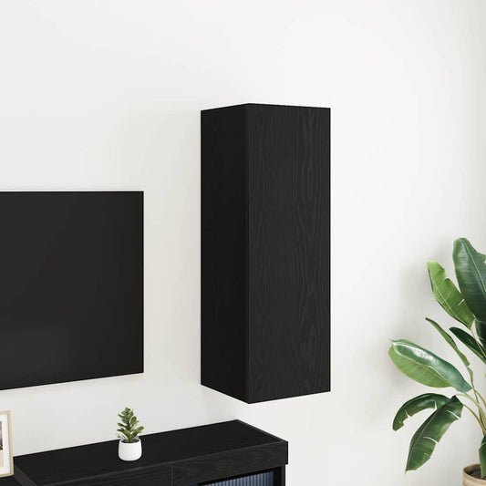 Wall TV Cabinet Black oak 30.5 x 30 x 90 cm Engineered wood