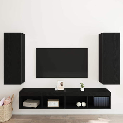 Wall TV Cabinet Wall-mounted 2 pcs Black oak 30.5 x 30 x 90 cm