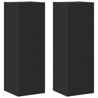 Wall TV Cabinet Wall-mounted 2 pcs Black oak 30.5 x 30 x 90 cm