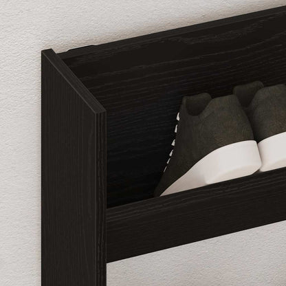 Wall Shoe Cabinet with Shelf 2 pcs Black oak 80 x 18 x 90 cm