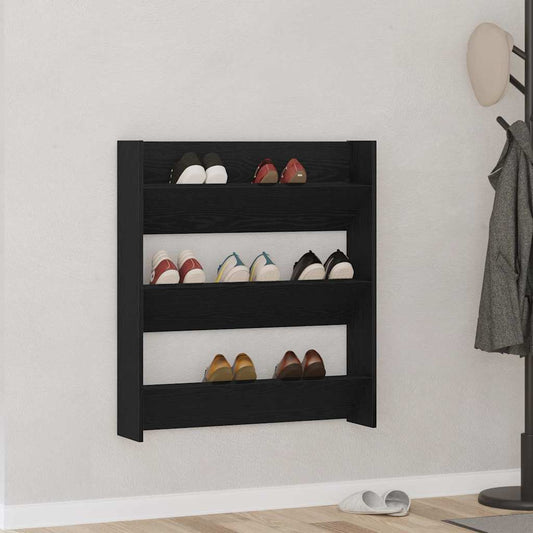 Wall Shoe Cabinet with Shelf 2 pcs Black oak 80 x 18 x 90 cm