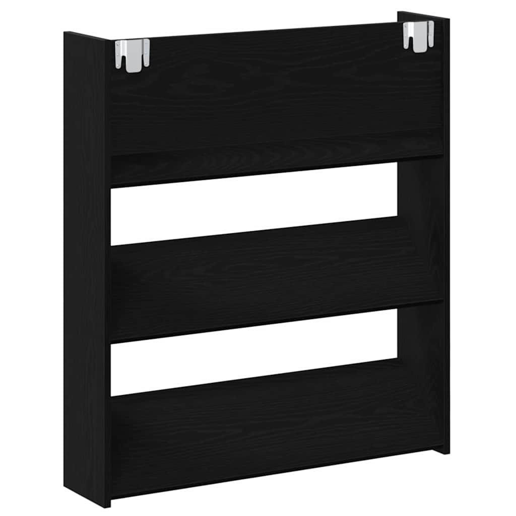 Wall Shoe Cabinet with Shelf 2 pcs Black oak 80 x 18 x 90 cm