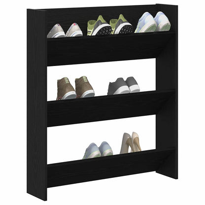 Wall Shoe Cabinet with Shelf 2 pcs Black oak 80 x 18 x 90 cm
