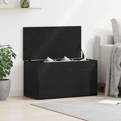 Storage Box Black Oak 84 x 42 x 46 cm Engineered Wood
