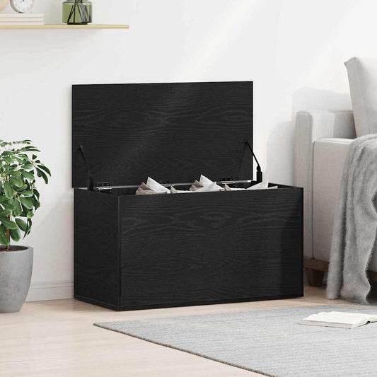 Storage Box Black Oak 84 x 42 x 46 cm Engineered Wood