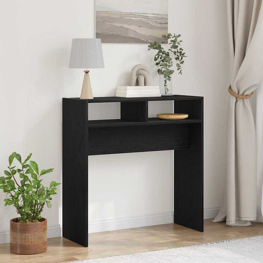Console Table Black Oak 78 x 30 x 80 cm Engineered Wood