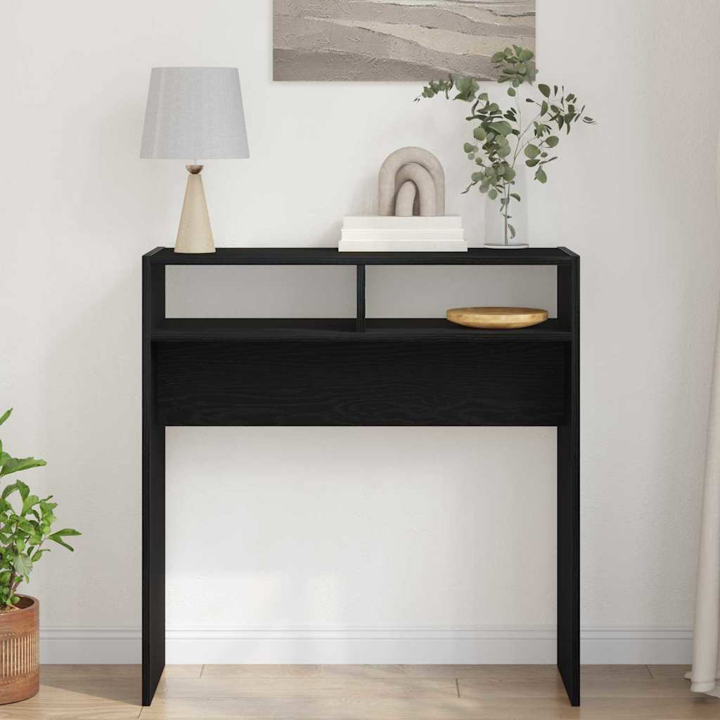 Console Table Black Oak 78 x 30 x 80 cm Engineered Wood