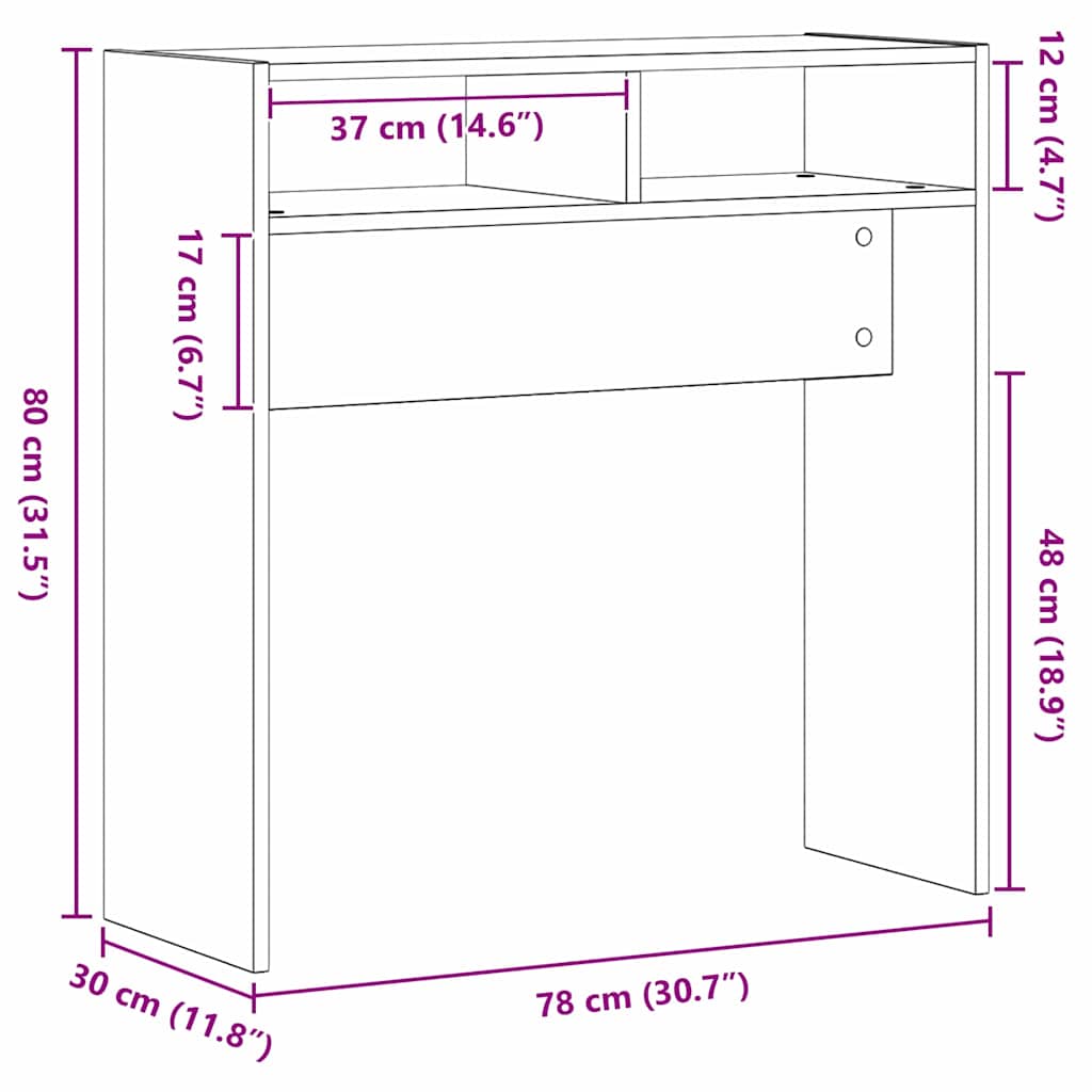 Console Table Black Oak 78 x 30 x 80 cm Engineered Wood
