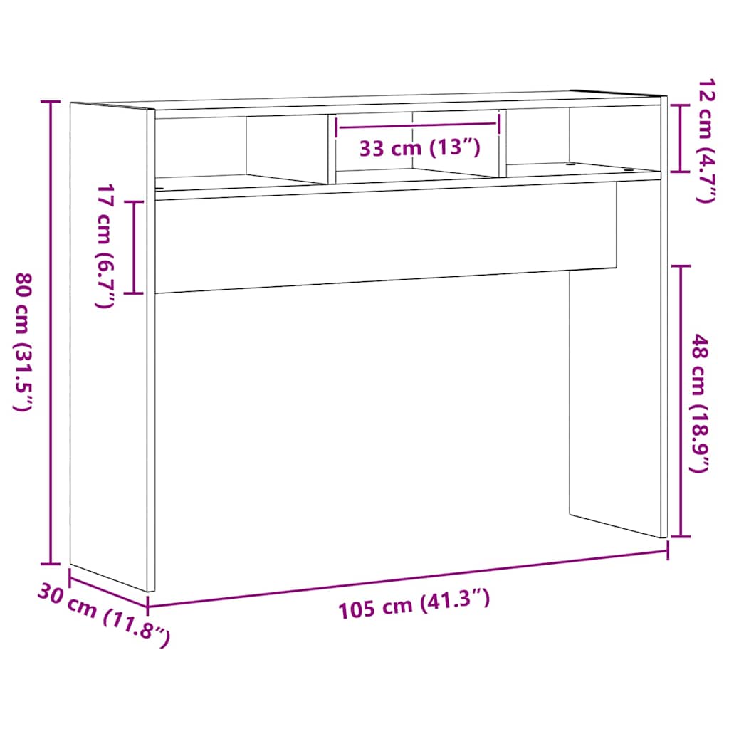 Console Table Black oak 105 x 30 x 80 cm Engineered wood