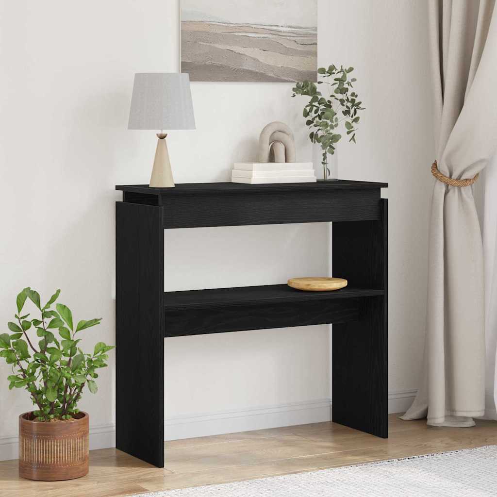 Console Table Black Oak 80 x 30 x 80 cm Engineered Wood