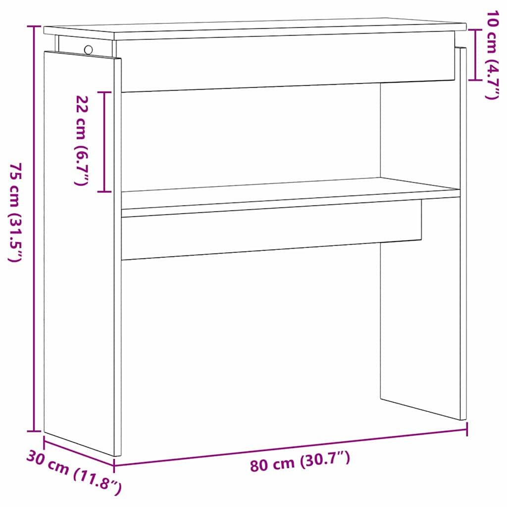 Console Table Black Oak 80 x 30 x 80 cm Engineered Wood