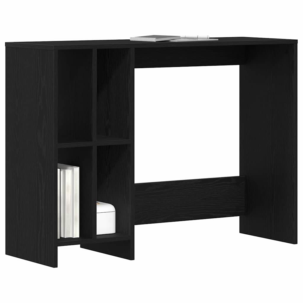 Desk with Shelf Black Oak 102.5 x 35 x 75 cm Engineered Wood