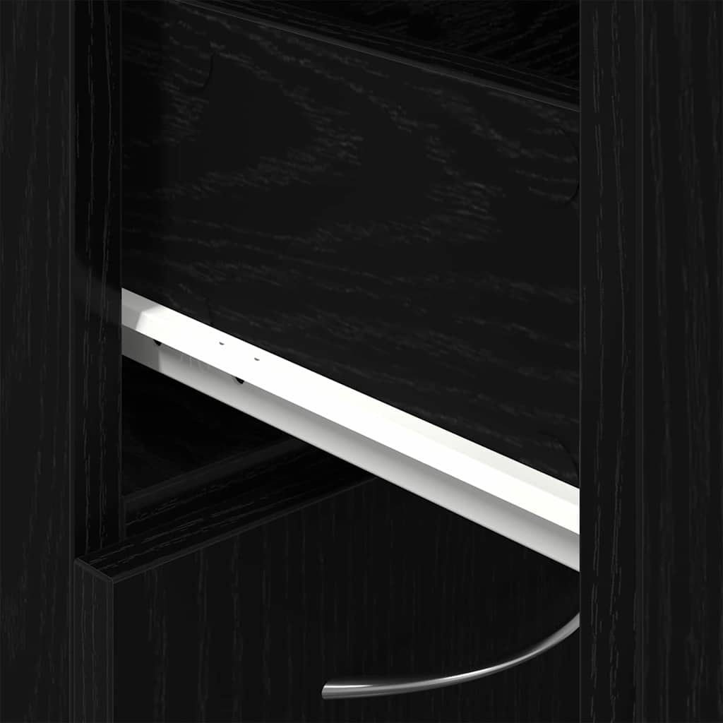 Bathroom Cabinet Black Oak 25 x 25 x 170 cm Engineered Wood