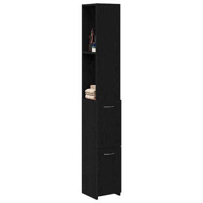 Bathroom Cabinet Black Oak 25 x 25 x 170 cm Engineered Wood