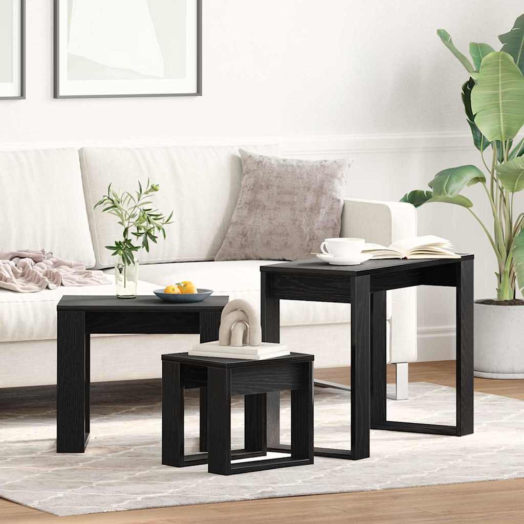 Nesting Tables 3 pcs Black Oak Engineered Wood