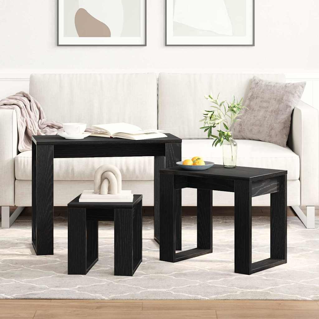 Nesting Tables 3 pcs Black Oak Engineered Wood