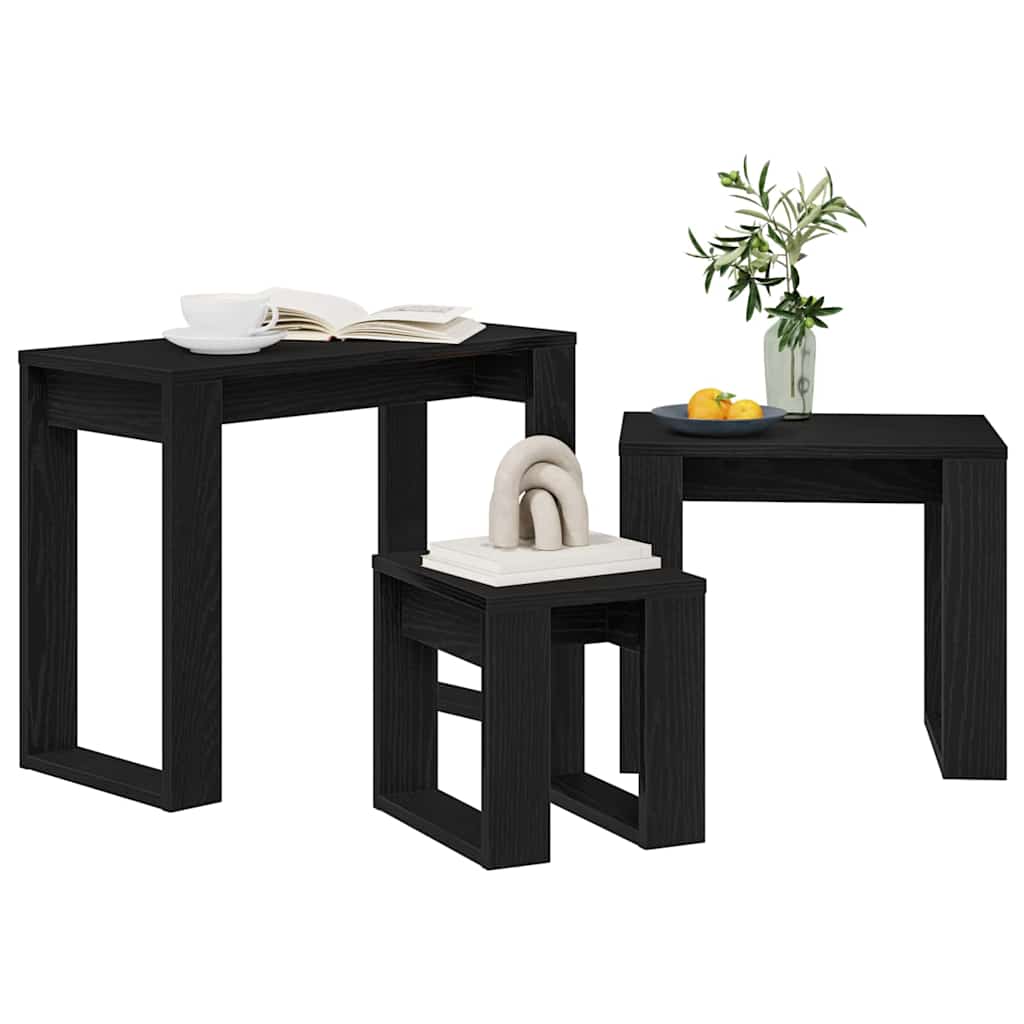 Nesting Tables 3 pcs Black Oak Engineered Wood