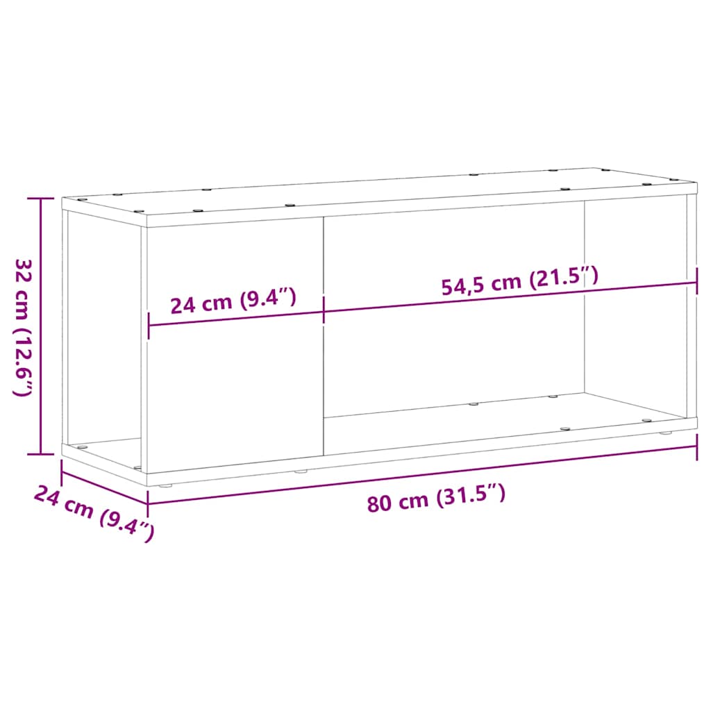 TV Cabinet Set Black Oak 80 x 24 x 32 cm Engineered Wood