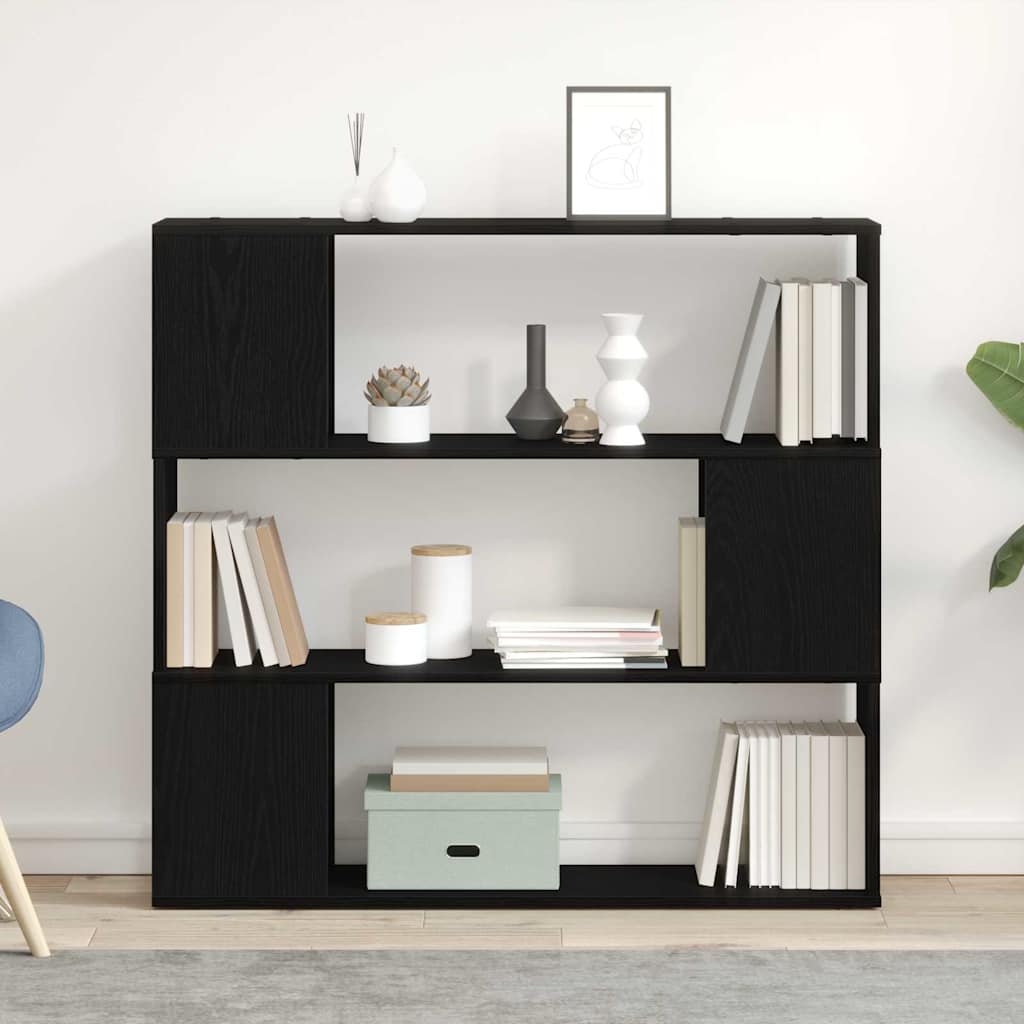 TV Cabinet Set Black Oak 100 x 24 x 94 cm Engineered Wood