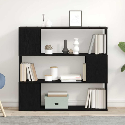 TV Cabinet Set Black Oak 100 x 24 x 94 cm Engineered Wood