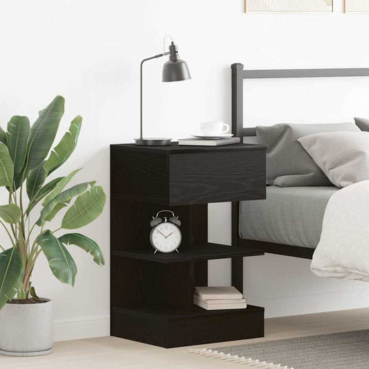Bedside Cabinet Black oak 40 x 35 x 65 cm Engineered wood