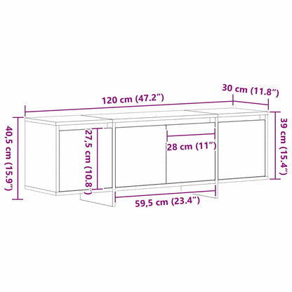 TV Cabinet Black Oak 120 x 30 x 40.5 cm Engineered Wood
