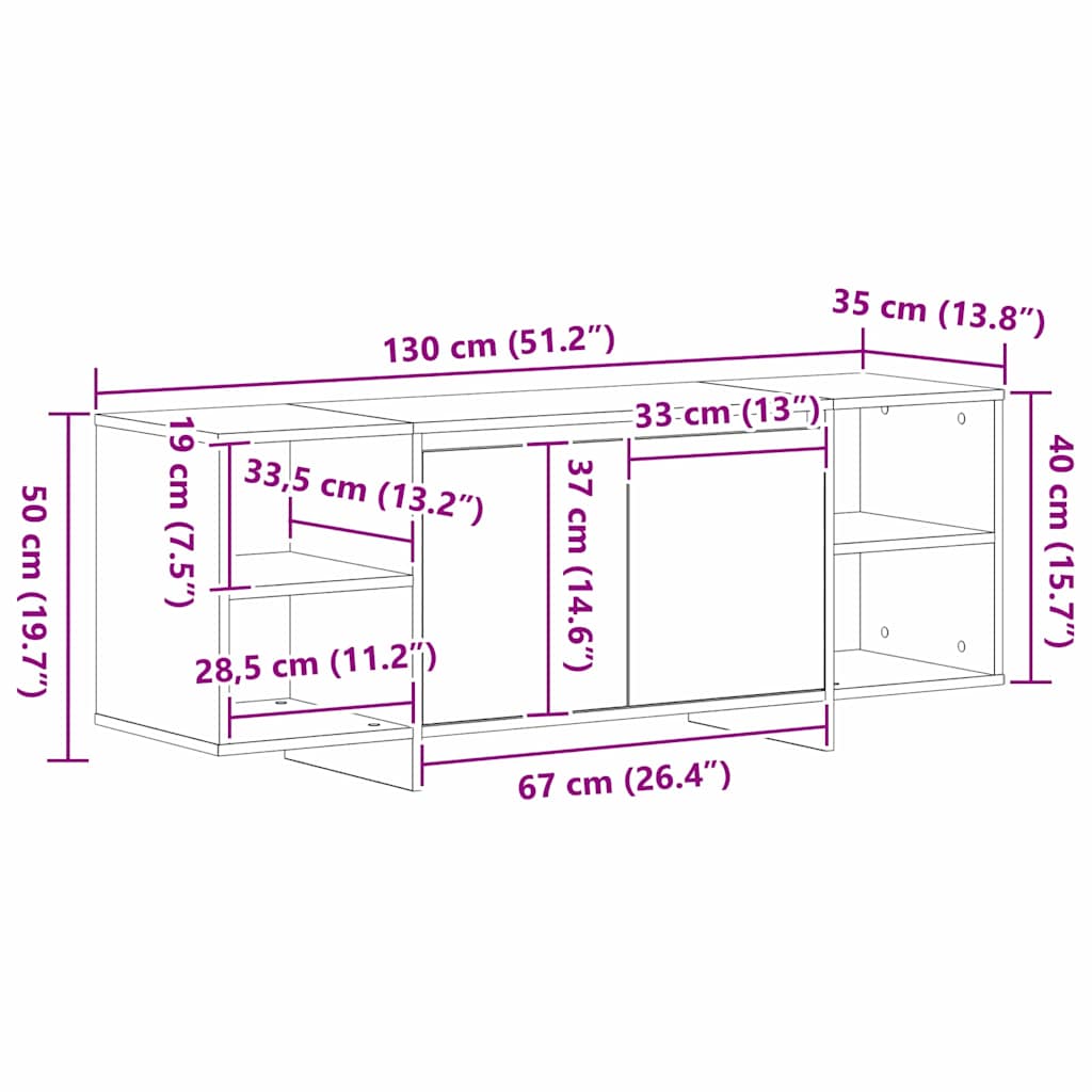 TV Cabinet Black Oak 120 x 30 x 40.5 cm Engineered Wood