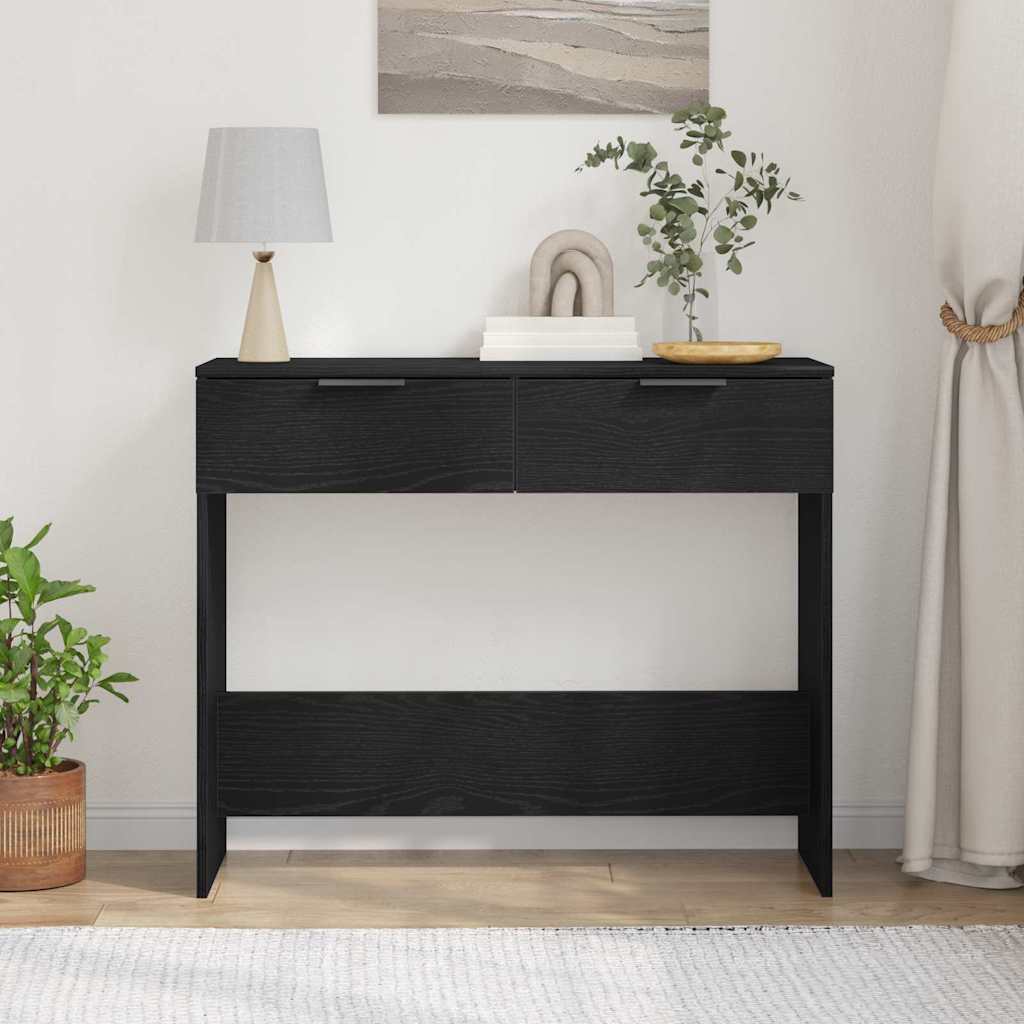 Console Table Black Oak 30 x 36 x 75 cm Engineered Wood