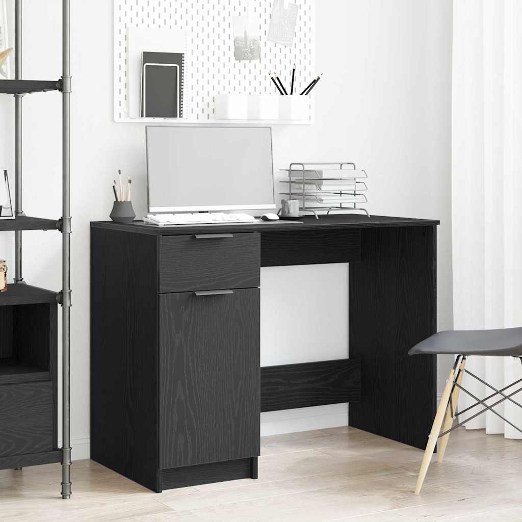 Desk with Drawer Black Oak 100 x 50 x 75 cm Engineered Wood