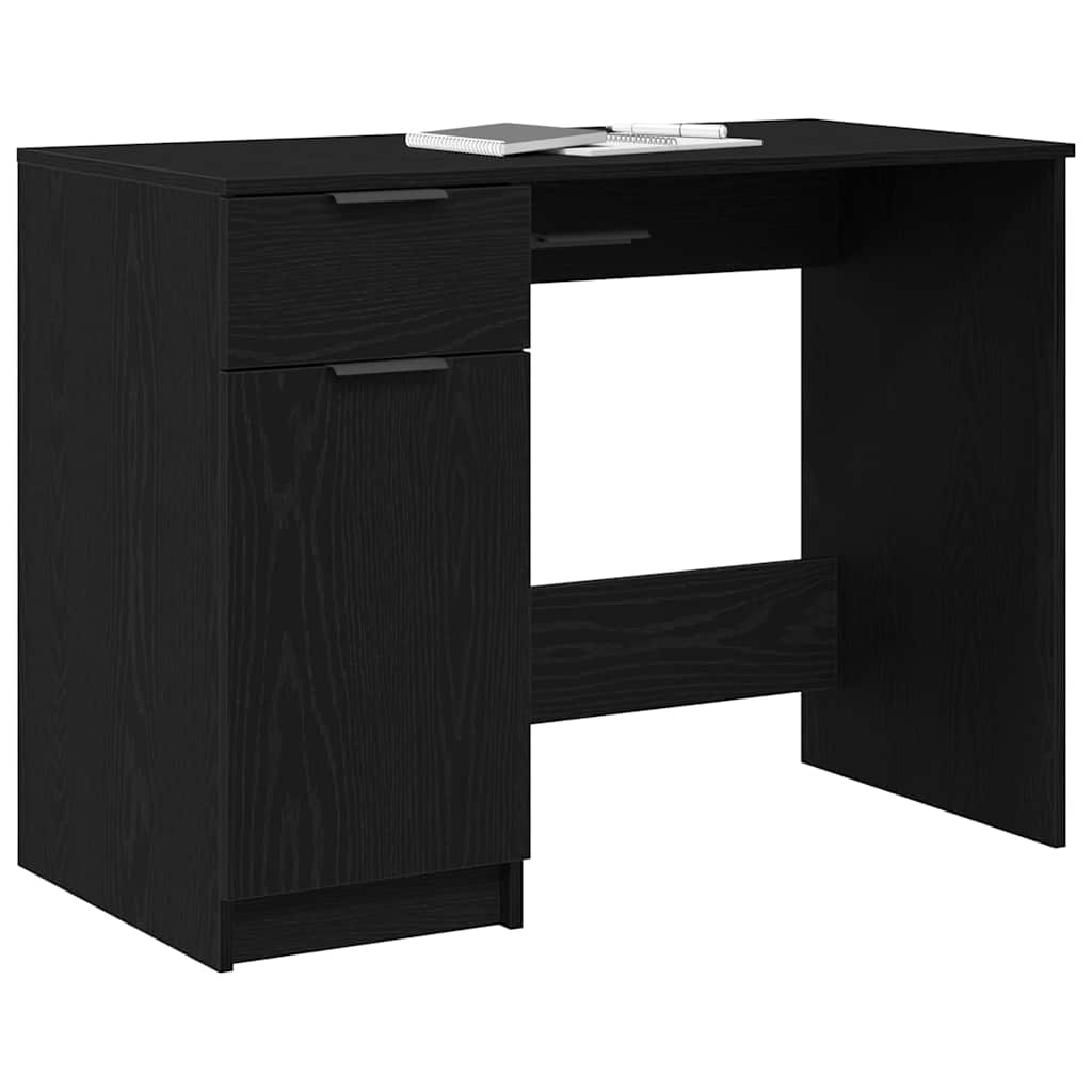 Desk with Drawer Black Oak 100 x 50 x 75 cm Engineered Wood
