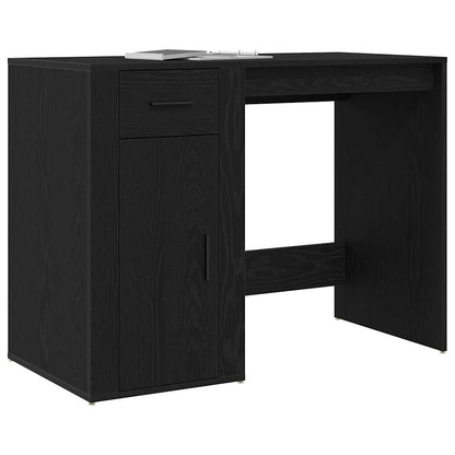 Desk with Drawer Black Oak 100 x 49 x 74 cm Engineered Wood