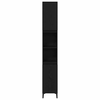 Bathroom Cabinet Black Oak 30 x 30 x 190 cm Engineered Wood