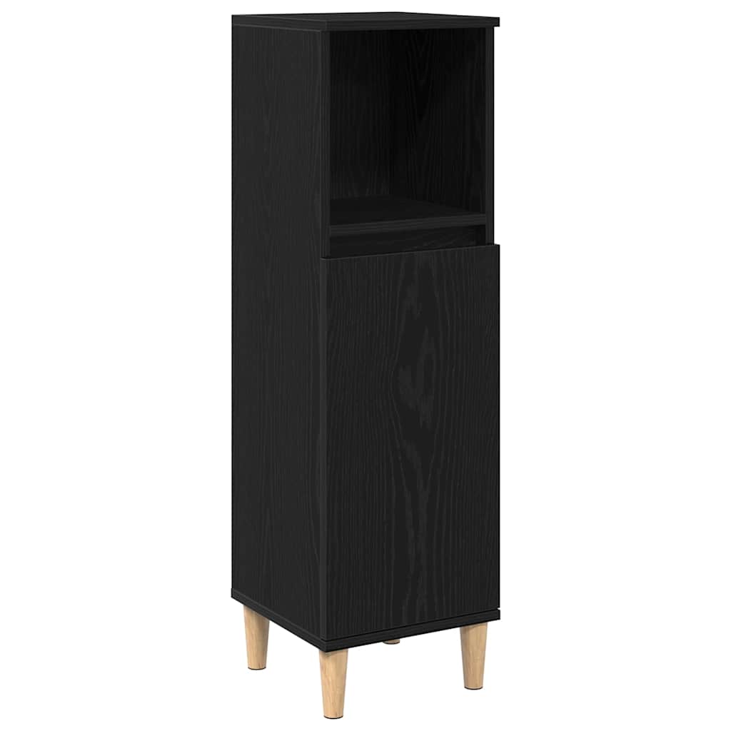 Bathroom Cabinet Black Oak 30 x 30 x 100 cm Engineered wood