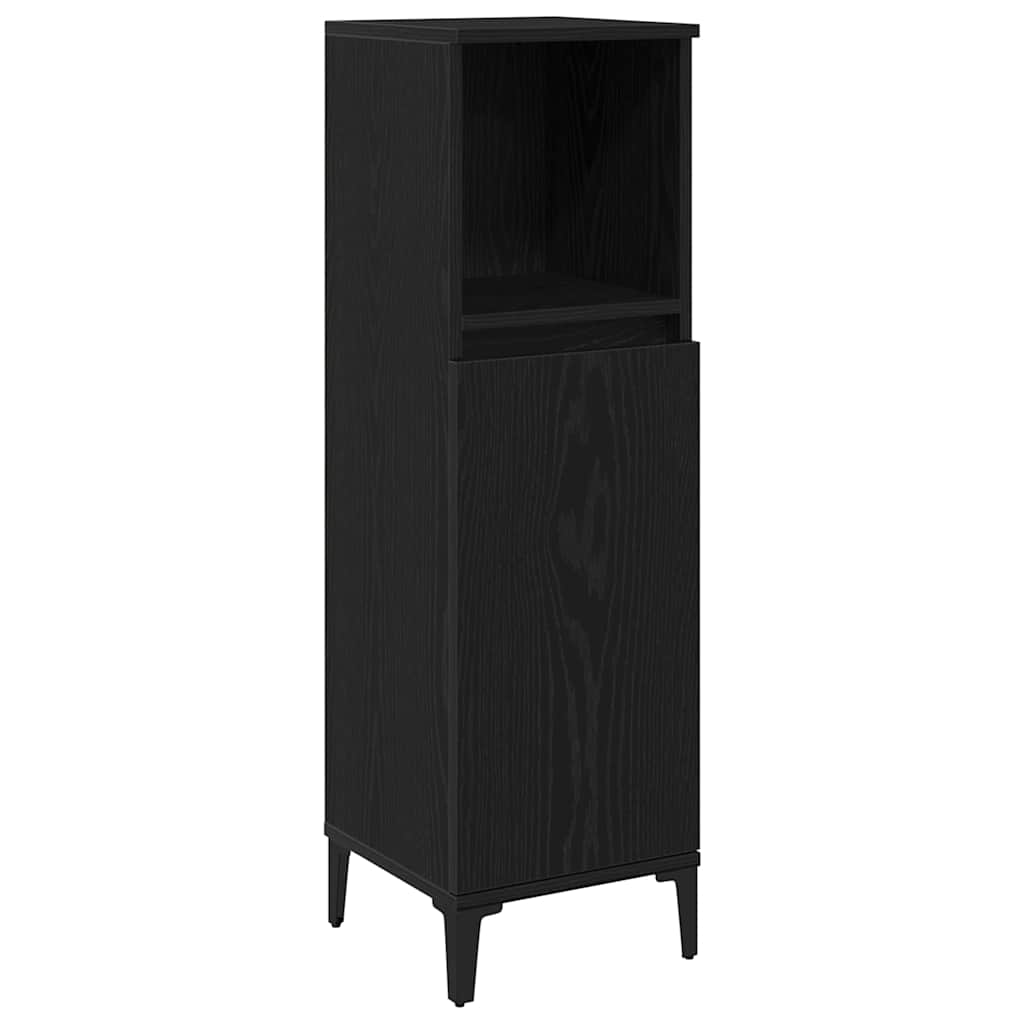 Bathroom Cabinet Black Oak 30 x 30 x 100 cm Engineered Wood