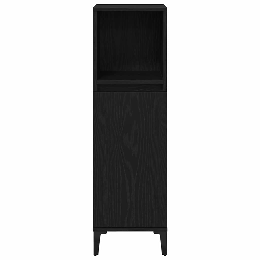 Bathroom Cabinet Black Oak 30 x 30 x 100 cm Engineered Wood
