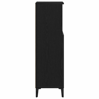 Bathroom Cabinet Black Oak 30 x 30 x 100 cm Engineered Wood