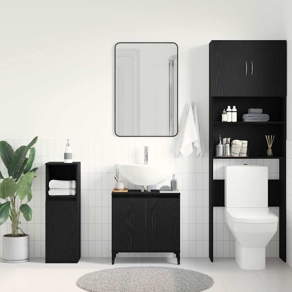 Bathroom Sink Cabinet Black Oak 58 x 33 x 60 cm Engineered Wood