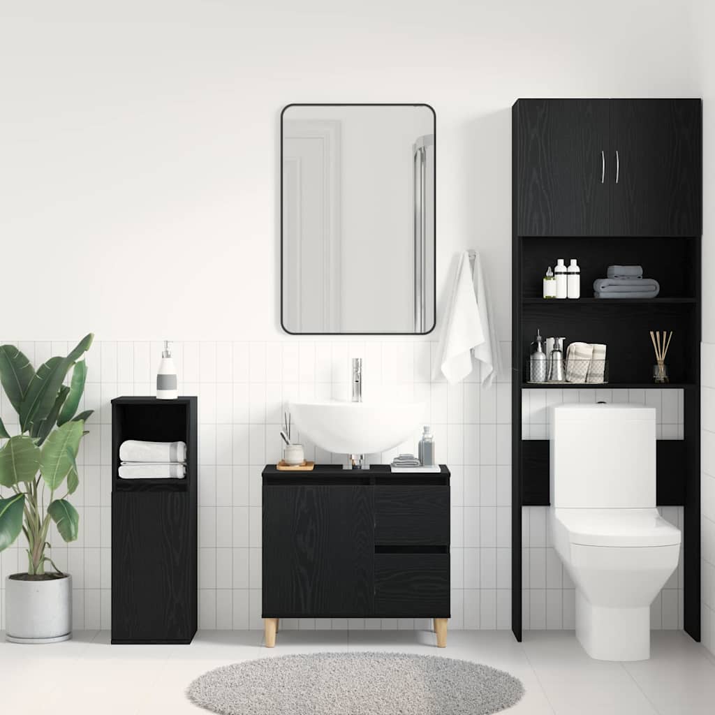 Bathroom Cabinet Black Oak 65 x 33 x 60 cm Engineered Wood